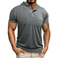 thumbnail image 1 of DPTALR Men's Henley Shirt Lightweight Short Sleeve Hoodies Casual Stylish Button GrayBig and Tall Men L, 1 of 6