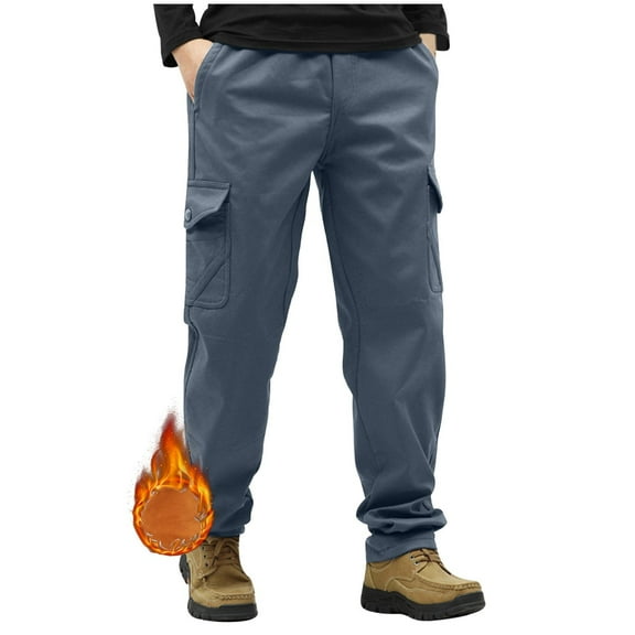 DPTALR George Men's Hiking Pants Fleece Lined Winter Military Work Cargo Pants Oversized Men Thermal Outdoor Training Warm Dark Gray Big and Tall Men XXXXXL