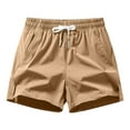 thumbnail image 1 of DPTALR Men's Knee Length Casual Cotton Bermuda Shorts,Elastic Waist with Drawstring,Khaki,Big and Tall Men L, 1 of 2