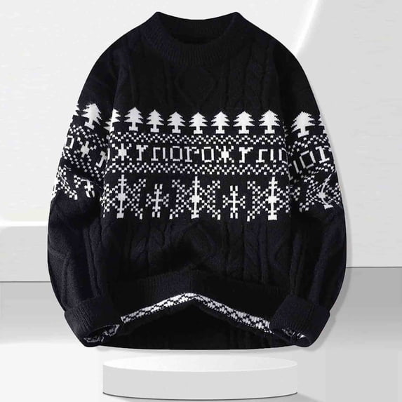 DPTALR Men's Knitted Casual Loose Elastic Pullover Long Sleeve Zipper Stand-up Collar Sweater,Black,XXXL