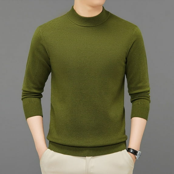 DPTALR Men's Knitted Pullover Sweater Casual Mock Turtleneck Raglan Sweater #Army Green Big and Tall L
