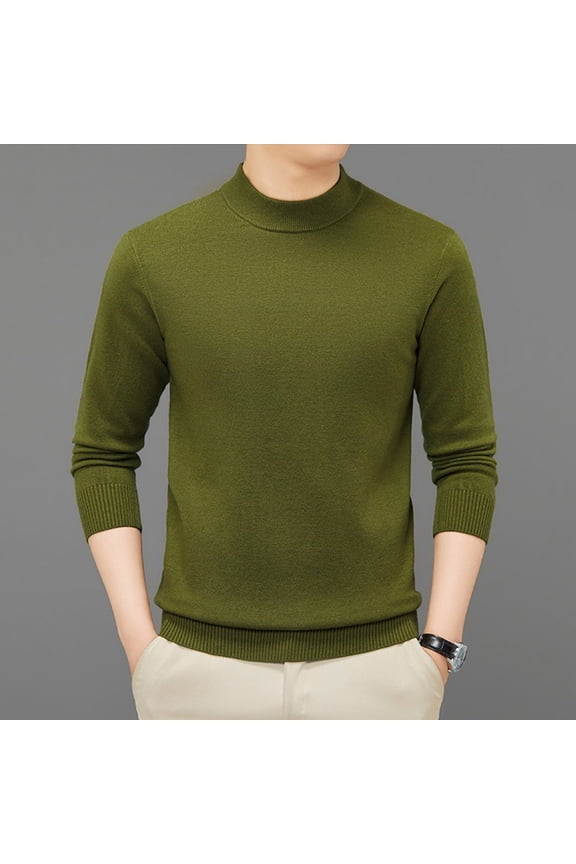 Men's Knitted Pullover Sweater Casual Mock Turtleneck Raglan Sweater #Army Green Big and Tall XXXXL