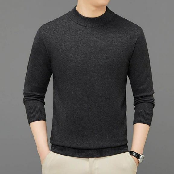 DPTALR George Men's Knitted Pullover Sweater - Casual Mock Turtleneck Raglan Sweater #Dark Gray Big and Tall L