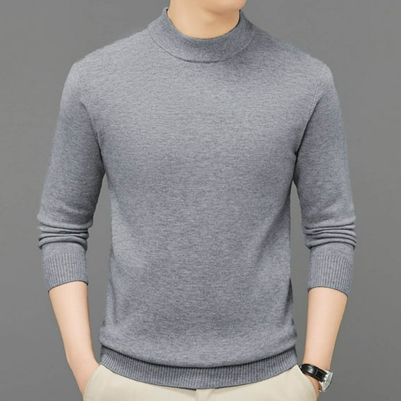 DPTALR George Men's Knitted Pullover Sweater - Casual Mock Turtleneck Raglan Sweater #Gray Big and Tall M