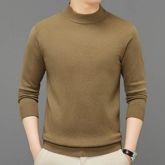 DPTALR George Men's Knitted Pullover Sweater - Casual Mock Turtleneck Raglan Sweater #Khaki Big and Tall XXXXL