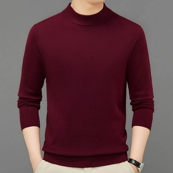 DPTALR George Men's Knitted Pullover Sweater - Casual Mock Turtleneck Raglan Sweater #Wine Big and Tall XL