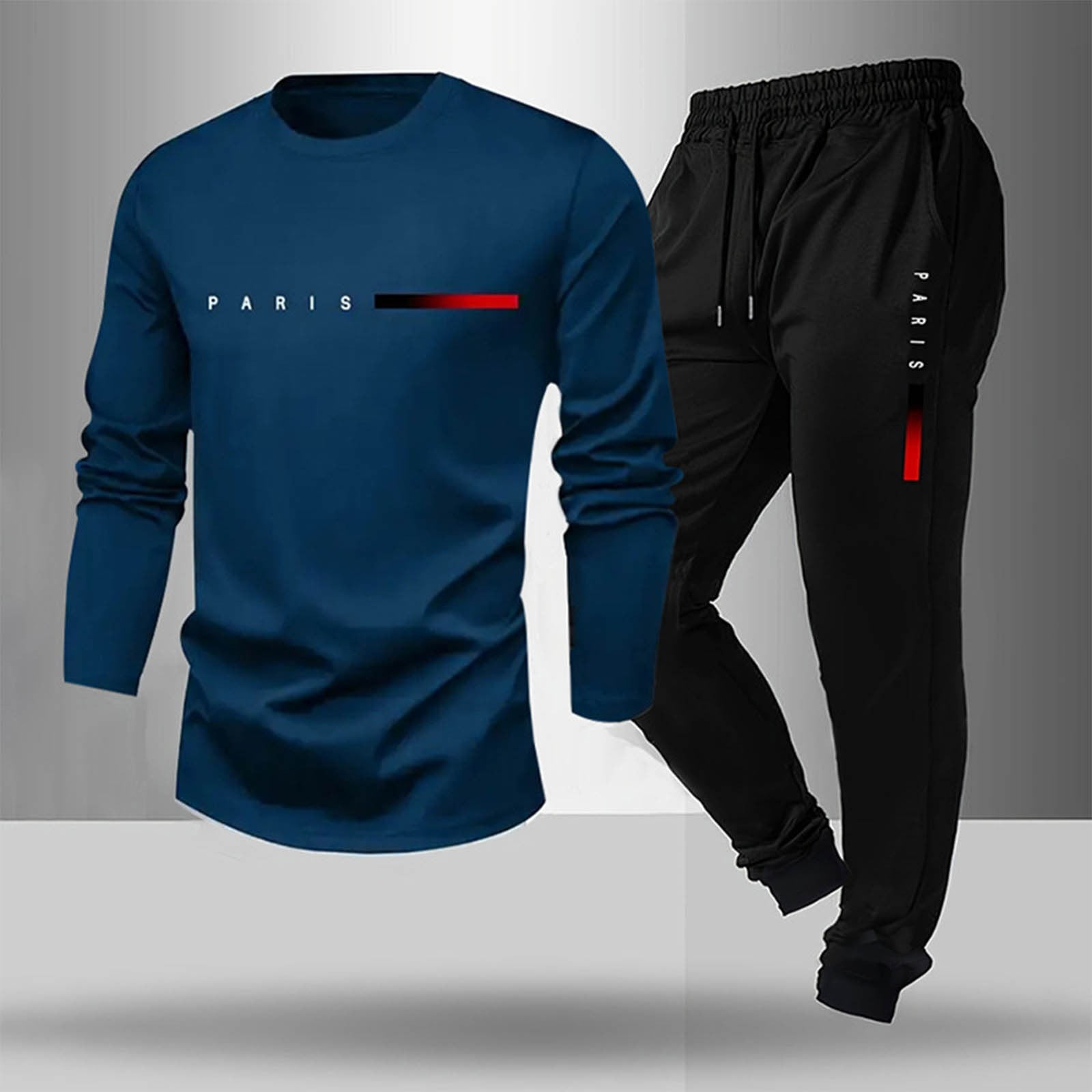 DPTALR George Men's Letter Print Long Sleeve Round Neck Tee Round Neck ...