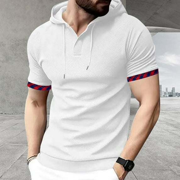 DPTALR George Men’s Lightweight Athletic Short Sleeve Hoodies Solid Color T-Shirts WhiteBig and Tall Men S