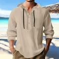 thumbnail image 1 of DPTALR George Men's Lightweight Hoodies Long Sleeve V Neck Quarter Button Khaki,Big and Tall Men XL, 1 of 6