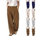 thumbnail image 1 of DPTALR Men's Linen Double Pleated Button Zipper Multiple Pockets Fashion Trousers,Gray,Big and Tall Men M, 1 of 7