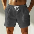 thumbnail image 1 of DPTALR Men's Linen Drawstring Shorts,Elastic Waist with Pockets for Summer,Dark Gray,Big and Tall Men XL, 1 of 5
