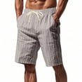 thumbnail image 1 of DPTALR George Men's Linen Shorts, Casual Lightweight Drawstring Shorts Elastic Waist Short Pants with Pockets #Gray Big and Tall Men S, 1 of 9