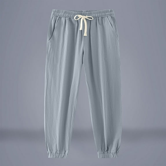 DPTALR Men's Loose Straight Pants, Summer, Casual, Breathable #Gray Big and Tall Men M