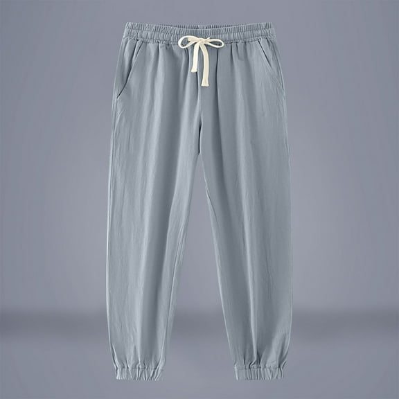 DPTALR George Men's Loose Straight Pants, Summer, Casual, Breathable #Gray Big and Tall Men S