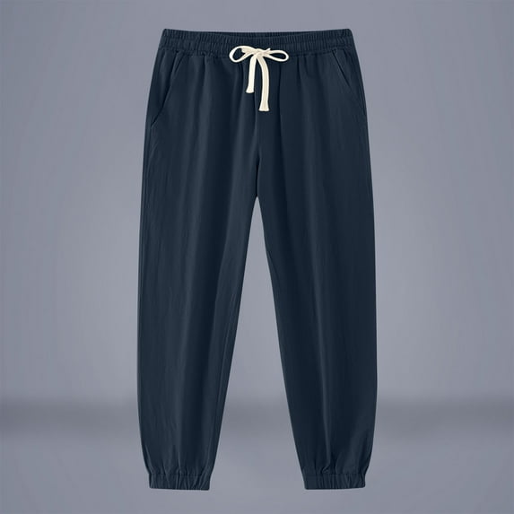 DPTALR Men's Loose Straight Pants, Summer, Casual, Breathable #Navy Big and Tall Men XXL