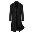 thumbnail image 1 of DPTALR Men's Notched Lapel Faux Woolen Overcoat，Mid Long Classy Cozy Trench Coat，Winter Single Breasted Warm Jacket,Black,Big and Tall Men XXXXL, 1 of 8