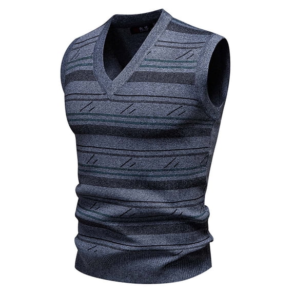 DPTALR Men's Print Elastic Knit V-Neck Tank Top,Gray,L