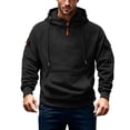 thumbnail image 1 of DPTALR Men's Quarter Zip Pullover Tactical Cargo Sweatshirts with Hood,Fall Casual Comfy Soft Fleece Hoodies with Pockets,Black,， M, 1 of 7