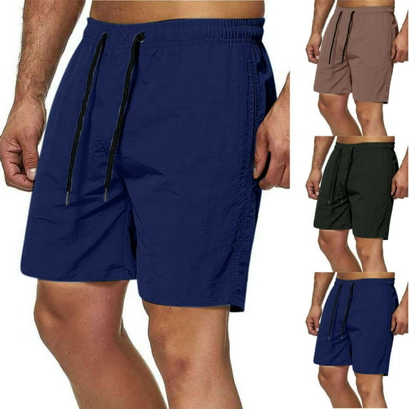 DPTALR George Men's Quick-Dry Solid Color Athletic Shorts Elastic Waist Multi-Pocket Beach Fitness Shorts,Army Green,Big and Tall Men XXXL