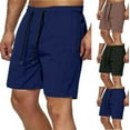 thumbnail image 1 of DPTALR George Men's Quick-Dry Solid Color Athletic Shorts Elastic Waist Multi-Pocket Beach Fitness Shorts,Navy,Big and Tall Men M, 1 of 4