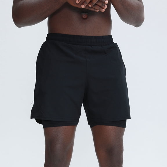 DPTALR George Men's Quick-Dry Sports Shorts Mesh Lining Elastic Waist Drawstring Pocket Casual Shorts,Black,Big and Tall Men M