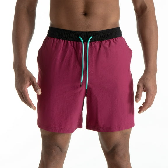 DPTALR George Men's Quick Dry Swim Trunks,Swimwear with Zipper Pocket,Bathing Suits,Hot Pink,Big and Tall Men M