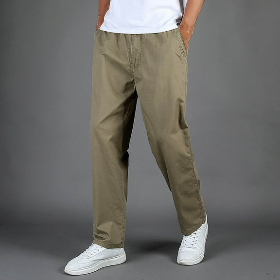 DPTALR George Men's Relaxed Fit Casual Cargo Chino Pants with Elastic Drawstring Waist,BeigeXL