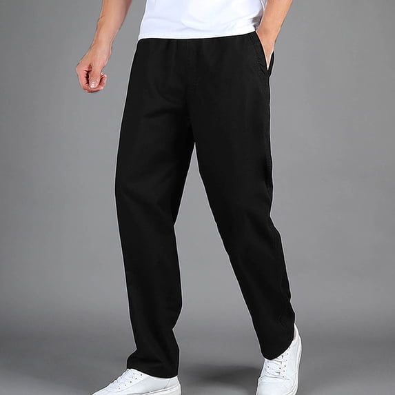 DPTALR Men's Relaxed Fit Casual Cargo Chino Pants with Elastic Drawstring Waist, BlackL