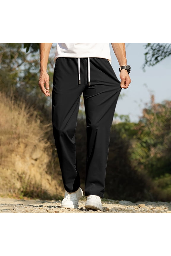 Men's Relaxed Fit Casual Cargo Chino Pants with Elastic Drawstring Waist,BlackXXXL