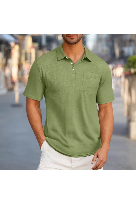 George Men’s Short Sleeve Athletic Shirts,Casual Moisture Wicking Collared Golf T-Shirts with Buttons and Pocket,Solid Color,Green,Big and Tall Men XXL