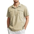 thumbnail image 1 of DPTALR Men's Short Sleeve Button Down Shirts with Pockets,Breathable Durable,10 Color Options‌,Khaki,XXXXXL, 1 of 5
