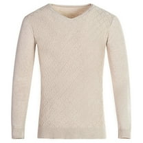 DPTALR George Men's Slim Fit Cable Knit Sweater - Round Neck, Warm, Winter Long Sleeve Pullover #Beige Big and Tall L