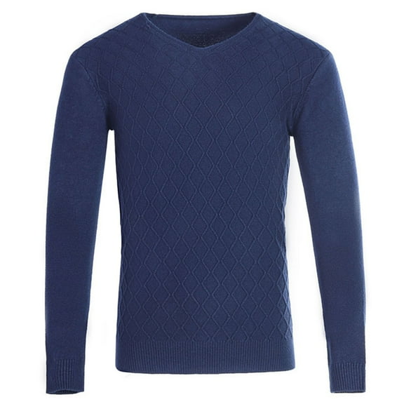 DPTALR George Men's Slim Fit Cable Knit Sweater - Round Neck, Warm, Winter Long Sleeve Pullover #Navy Big and Tall M