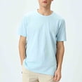 thumbnail image 1 of DPTALR Men's Slim Fit Solid Elastic T-Shirt Round Neck Short Sleeve Breathable Casual Fitness Style,Light Blue, XXXL, 1 of 9