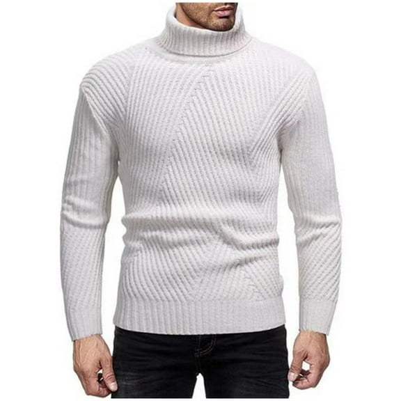 DPTALR George Men's Slim Fit Turtleneck Sweater - Soft Knitted, Basic Pullover #White Big and Tall XL