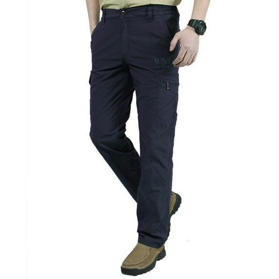 DPTALR Men's Slim Multi Pocket Straight Cargo Pants Fashion Casual Outdoor Sports,Blue Big and Tall Men XXXXL