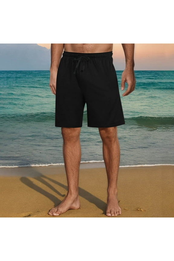 George Men's Soft Pajama Shorts,Stretchy Lightweight Comfortable Bottoms with Pockets,Black,Big and Tall Men M