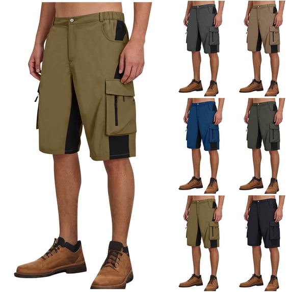 DPTALR Men's Solid Casual Loose Outdoor Shorts Breathable Lightweight Button Zippered Multi-Pocket Shorts,Army Green,Big and Tall Men XXXL
