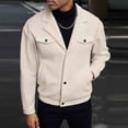 thumbnail image 1 of DPTALR Men's Solid Color Casual Fashion Slim Long Sleeve Turndown Collar Jacket with Pocket Buckle,White ,XXL, 1 of 4