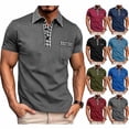 thumbnail image 1 of DPTALR Men's Solid Color Casual Lapel Half Button Short Sleeve Shirt,Army Green,Big and Tall Men M, 1 of 8