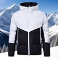 thumbnail image 1 of DPTALR Men's Solid Color Casual Large Size Thickened Long Sleeve Zipper Hooded Outdoor Winter Parka,White,Big and Tall Men XXL, 1 of 3