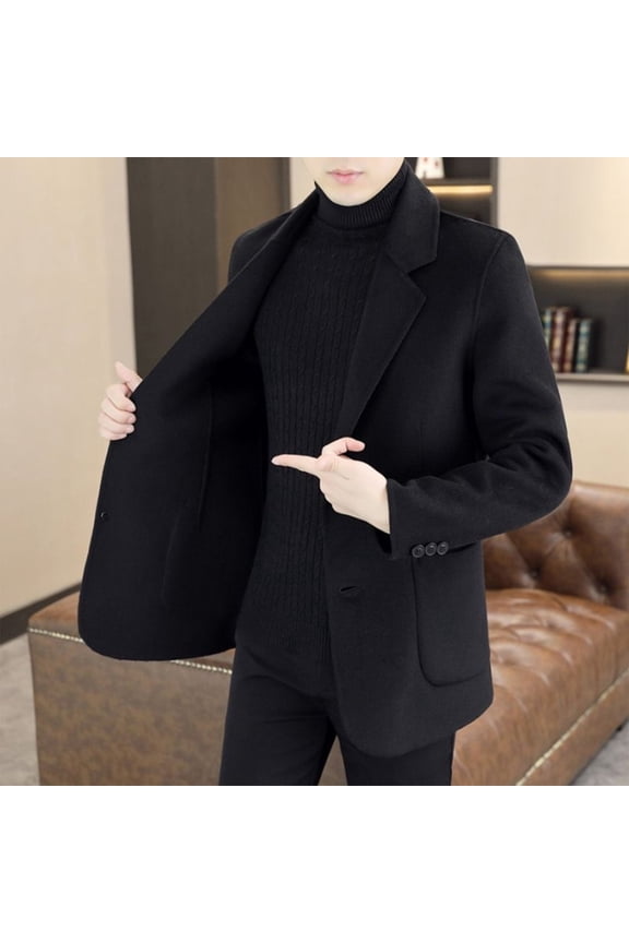 Men's Solid Color Casual Velvet Jacket,Black,, XXXL