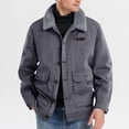 thumbnail image 1 of DPTALR Men's Solid Color Casual Warm Fleece Button Jacket with Faux Pocket,Flared Collar,Long Sleeve,Dark Gray,Big and Tall Men XXL, 1 of 9