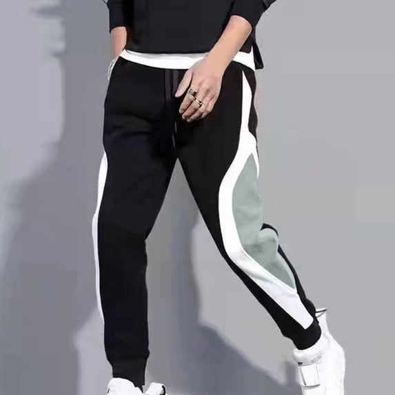 DPTALR Men's Fashion Solid Color Drawstring Waist Casual Sweatpants,Black Big and Tall Men XXXXXL