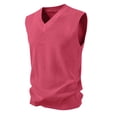 thumbnail image 1 of DPTALR Men's Solid Color Elastic Knit V-Neck Tank Top,Watermelon Red XL, 1 of 5