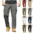 thumbnail image 1 of DPTALR Men's Solid Color Elastic Waist Casual Full-Length Pants with Pockets,Wine,Big and Tall Men XXXL, 1 of 8