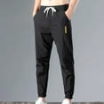 thumbnail image 1 of DPTALR Men's Solid Color Elastic Waist Drawstring Cropped Pants with Pocket and Ankle Binding Casual Fashion Style, Black Big and Tall Men XXL, 1 of 6