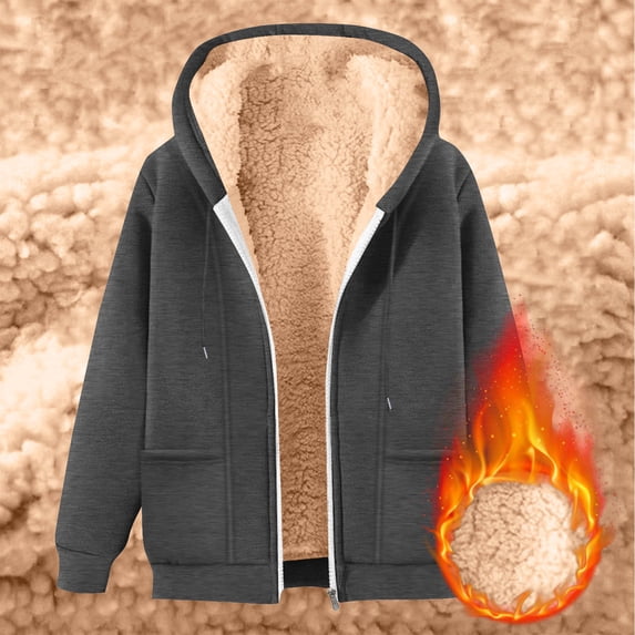 DPTALR Men's Solid Color Fleece Hooded Coat with Full Zip and Pockets,Long Sleeved for Winter Warmth,Dark Gray,Big and Tall Men S