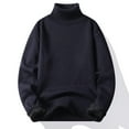 thumbnail image 1 of DPTALR Men's Solid Color Knit Collar Sweater,Navy, XXL, 1 of 6