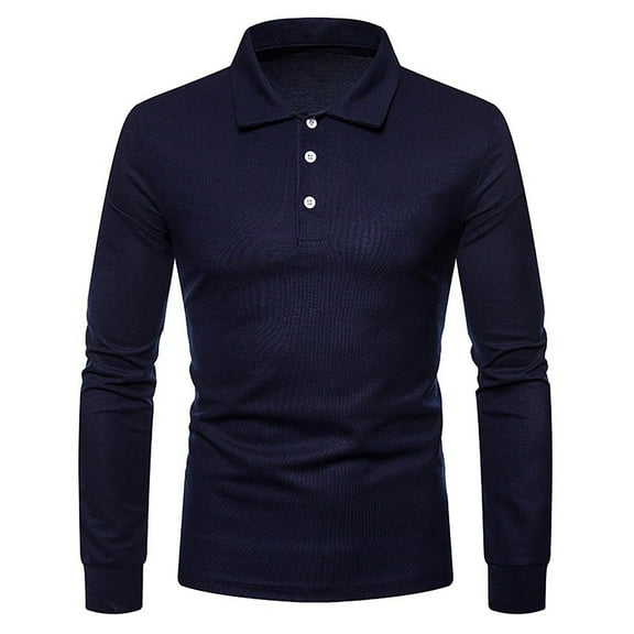 DPTALR George Men's Solid Color Long-Sleeve Button-Up Collar Shirt,Navy Big and Tall Men L